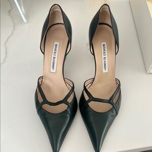 Manolo Blahnik Black Leather Women's Heels